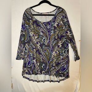 Philosophy Purple and Black Paisley Blouse